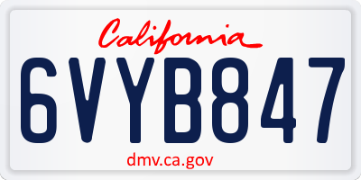 CA license plate 6VYB847