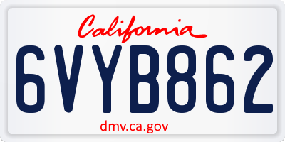 CA license plate 6VYB862
