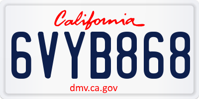 CA license plate 6VYB868