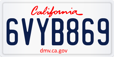 CA license plate 6VYB869