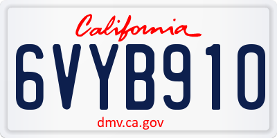 CA license plate 6VYB910