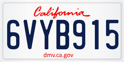 CA license plate 6VYB915