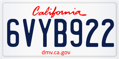 CA license plate 6VYB922