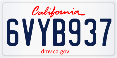 CA license plate 6VYB937