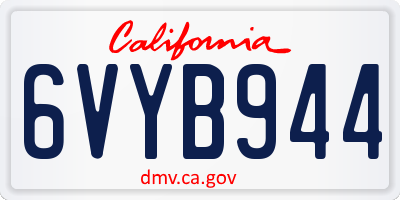 CA license plate 6VYB944