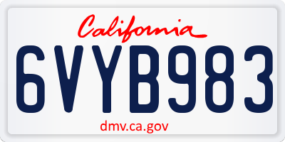 CA license plate 6VYB983