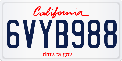 CA license plate 6VYB988