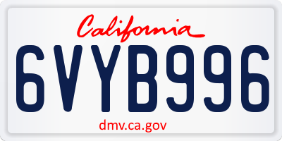 CA license plate 6VYB996