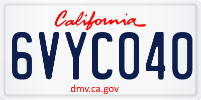 CA license plate 6VYC040