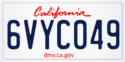 CA license plate 6VYC049