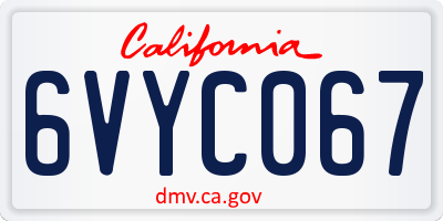 CA license plate 6VYC067