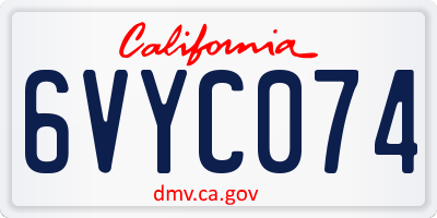 CA license plate 6VYC074