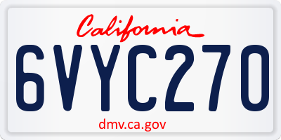 CA license plate 6VYC270