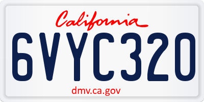CA license plate 6VYC320