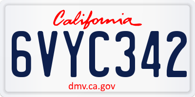 CA license plate 6VYC342
