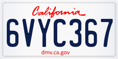CA license plate 6VYC367