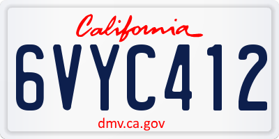 CA license plate 6VYC412