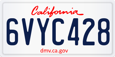 CA license plate 6VYC428