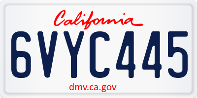 CA license plate 6VYC445