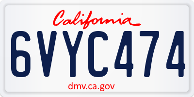 CA license plate 6VYC474
