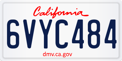 CA license plate 6VYC484