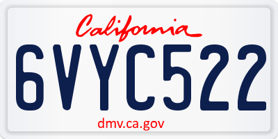 CA license plate 6VYC522