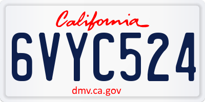 CA license plate 6VYC524