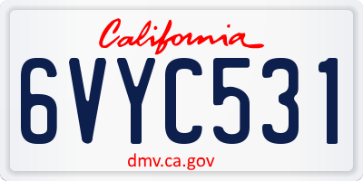 CA license plate 6VYC531