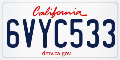 CA license plate 6VYC533