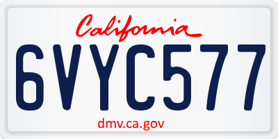 CA license plate 6VYC577