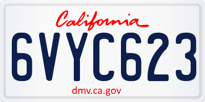 CA license plate 6VYC623