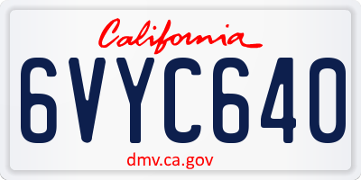 CA license plate 6VYC640