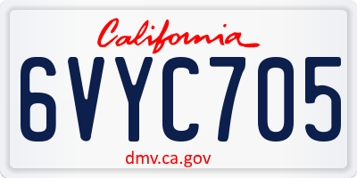 CA license plate 6VYC705