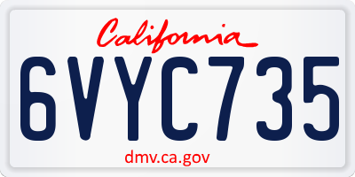 CA license plate 6VYC735