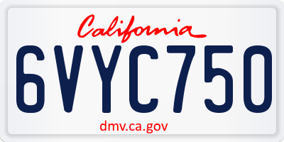 CA license plate 6VYC750