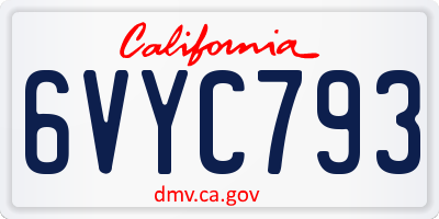 CA license plate 6VYC793