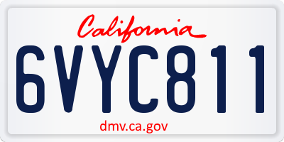 CA license plate 6VYC811