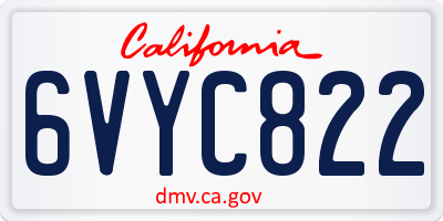 CA license plate 6VYC822
