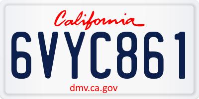 CA license plate 6VYC861