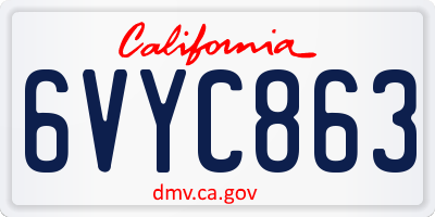 CA license plate 6VYC863