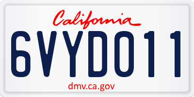 CA license plate 6VYD011