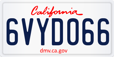 CA license plate 6VYD066