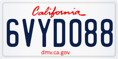 CA license plate 6VYD088