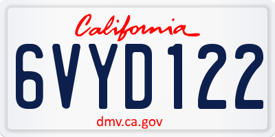 CA license plate 6VYD122