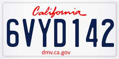 CA license plate 6VYD142