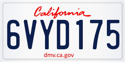 CA license plate 6VYD175