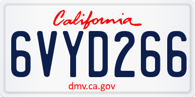 CA license plate 6VYD266