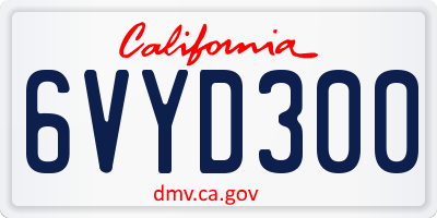 CA license plate 6VYD300