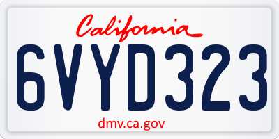 CA license plate 6VYD323