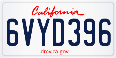 CA license plate 6VYD396